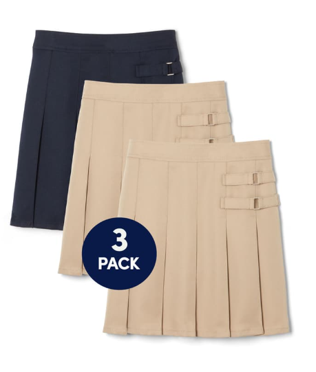 3-Pack Pleated Two-Tab Skort