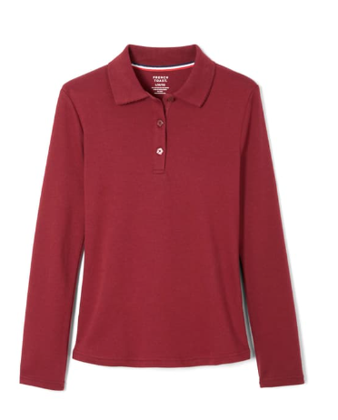 Long Sleeve Fitted Interlock Polo with Picot Collar (Feminine Fit)