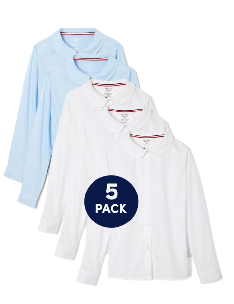 New! 5-Pack Long Sleeve Peter Pan Collar Blouse